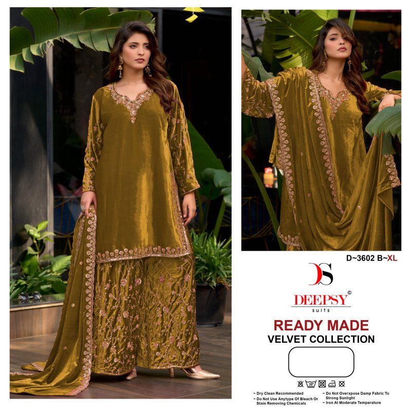 D 3602 A To D By Deepsy Ice Velevt Readymade Pakistani Suits
